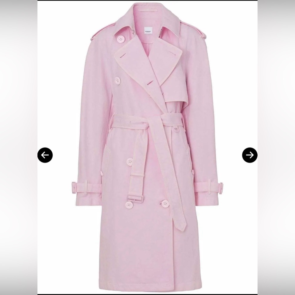 Authentic Burberry Cotton-Linen Trench Coat - Candy Pink (US 6 / UK 8)